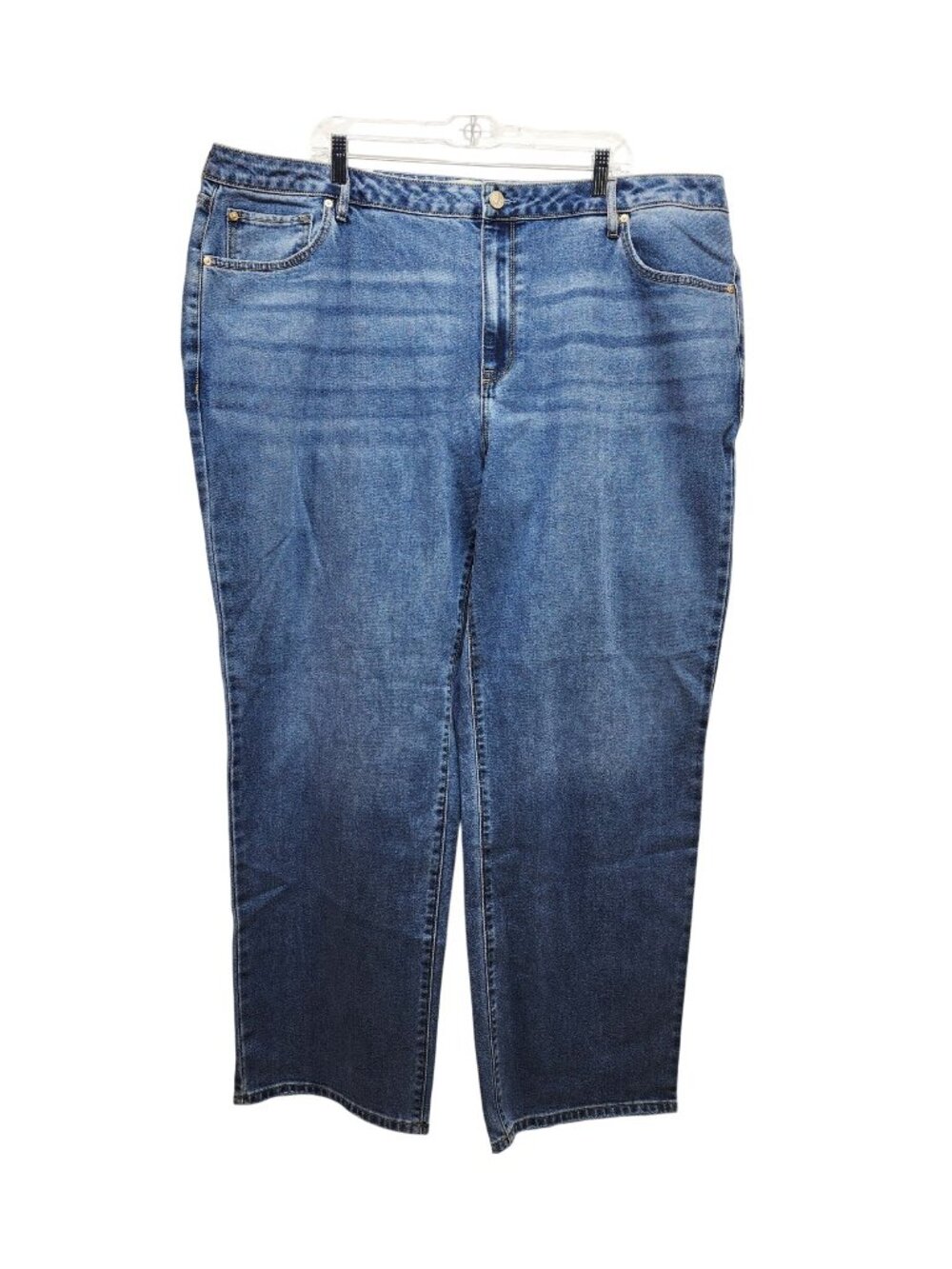 Seven7 Womens Loose Straight Jeans High Rise Plus Size 22W Blue Denim Stretch